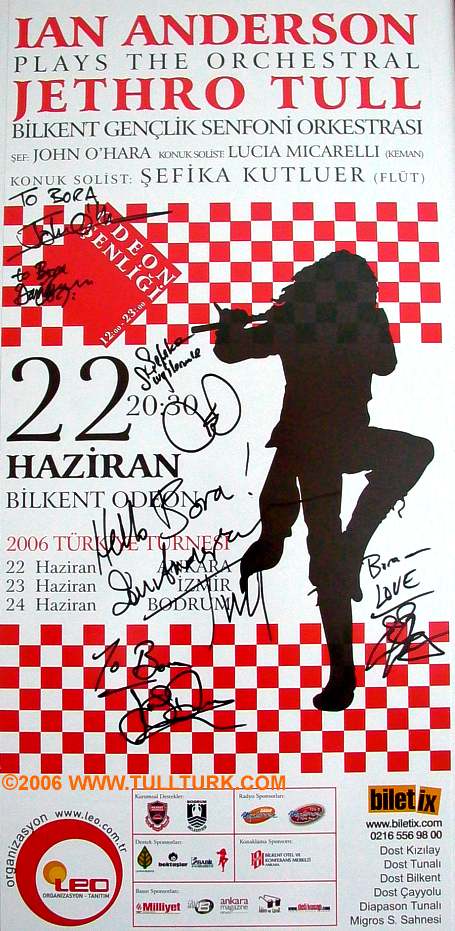 Signs of IAN ANDERSON Orchestral Turkey Tour Band members in 2006