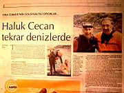 16 Ekim 2005, Cumhuriyet Gazetesi Pazar Ekinde Haluk Cecan'ın son dalışı ile ilgili haber